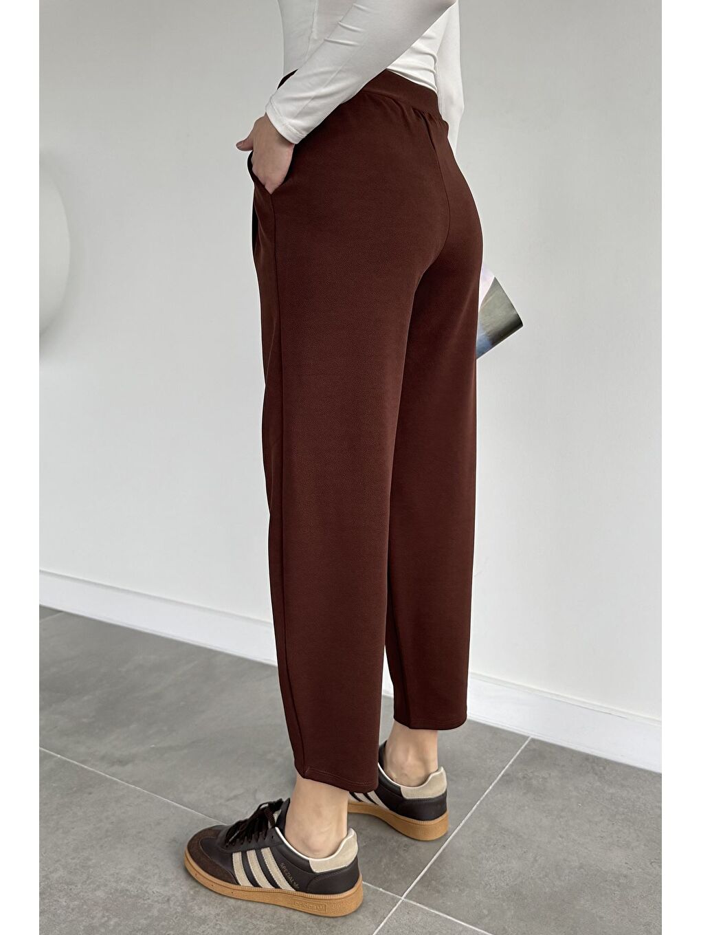 Kahverengi Kadın Cepli Havuç Pantolon-2