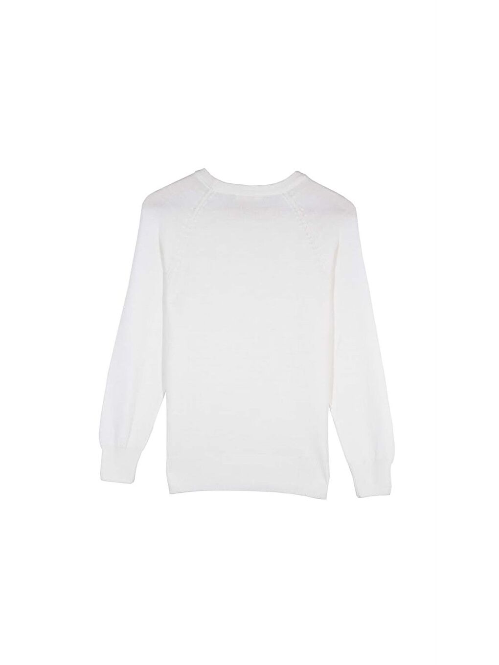 Beyaz Kemik Bisiklet Yaka Kazak-4