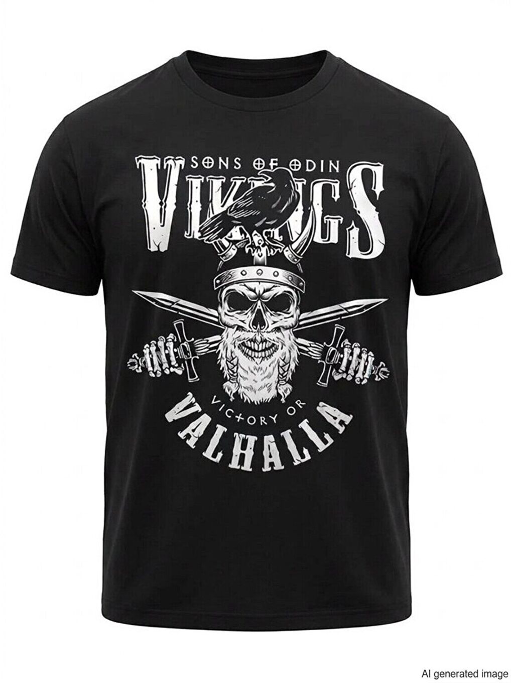 Baskılı Oversize Bisiklet Yaka T-shirt - Siyah