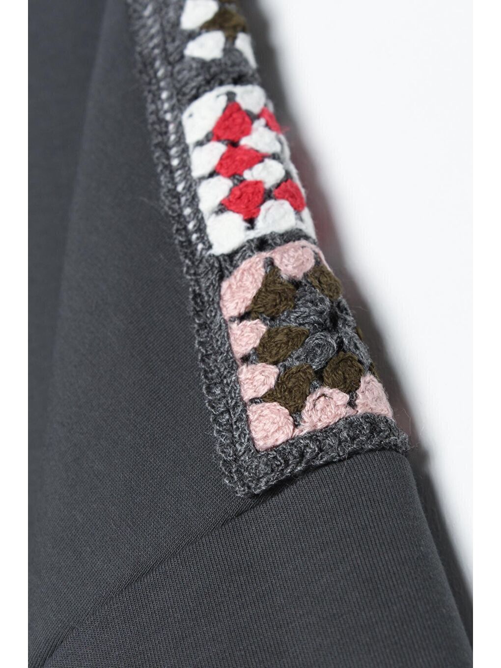 Antrasit Oversize Renkli Motifli Örme Tunik-4