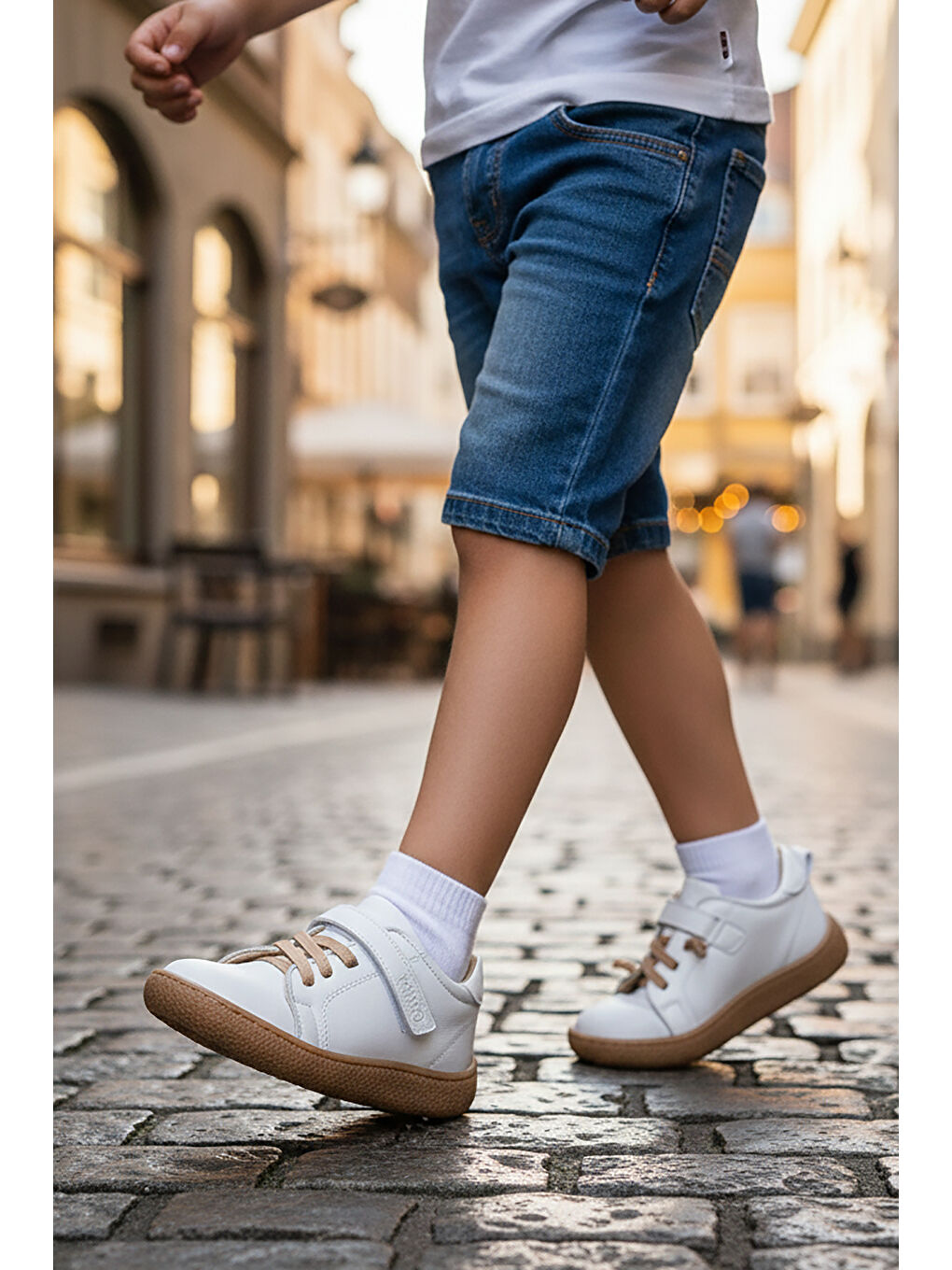 Beyaz Arad %100 Deri Günlük Erkek Çocuk Spor Ayakkabı-2