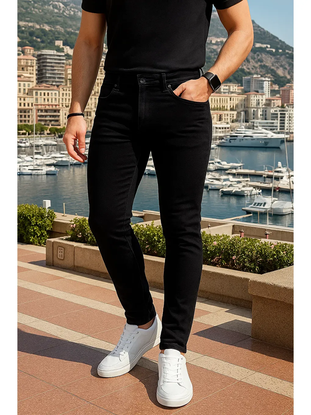 Erkek Premium Comfort Siyah Jeans Pantolon-1