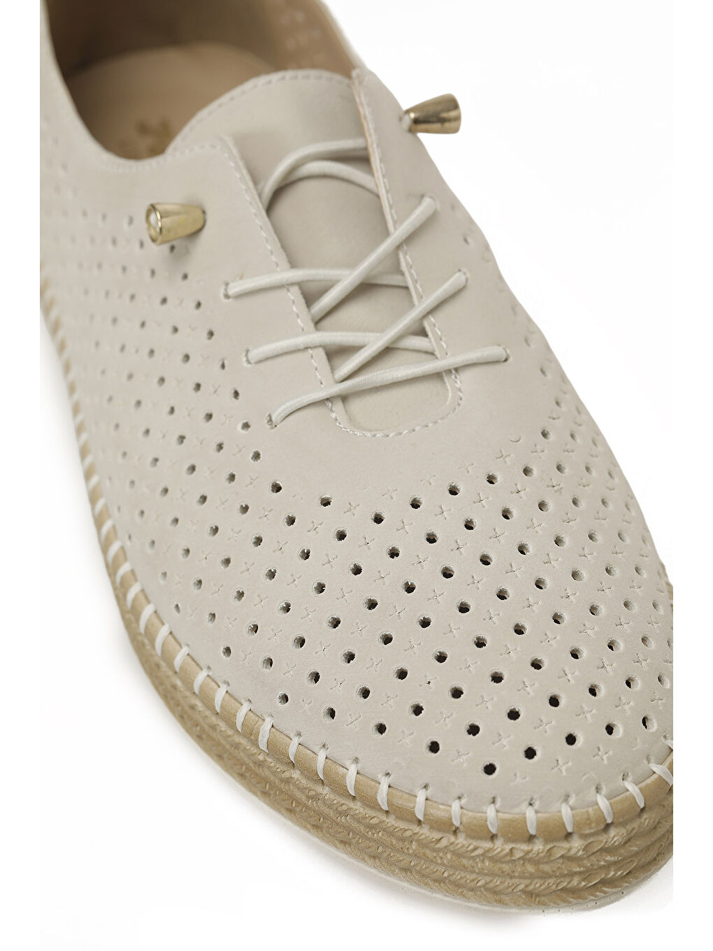 Bej 167104.NZ6FX KIRIK BEYAZ Kadın Düz Ayakkabı-6