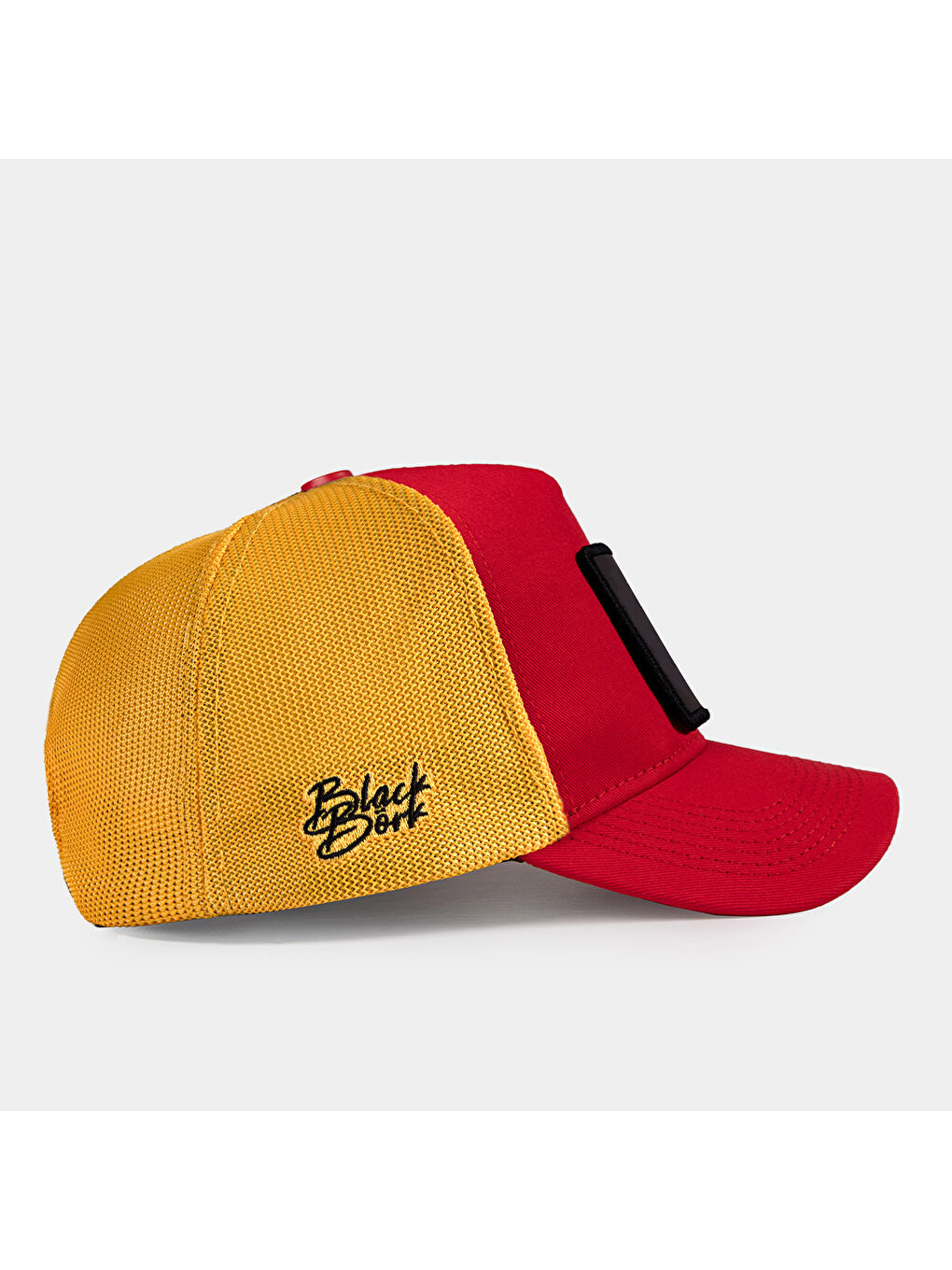 Gri V1 Trucker El Patron - 1 Kod Logolu Unisex Kırmızı - Sarı Fileli Şapka (Cap)-1
