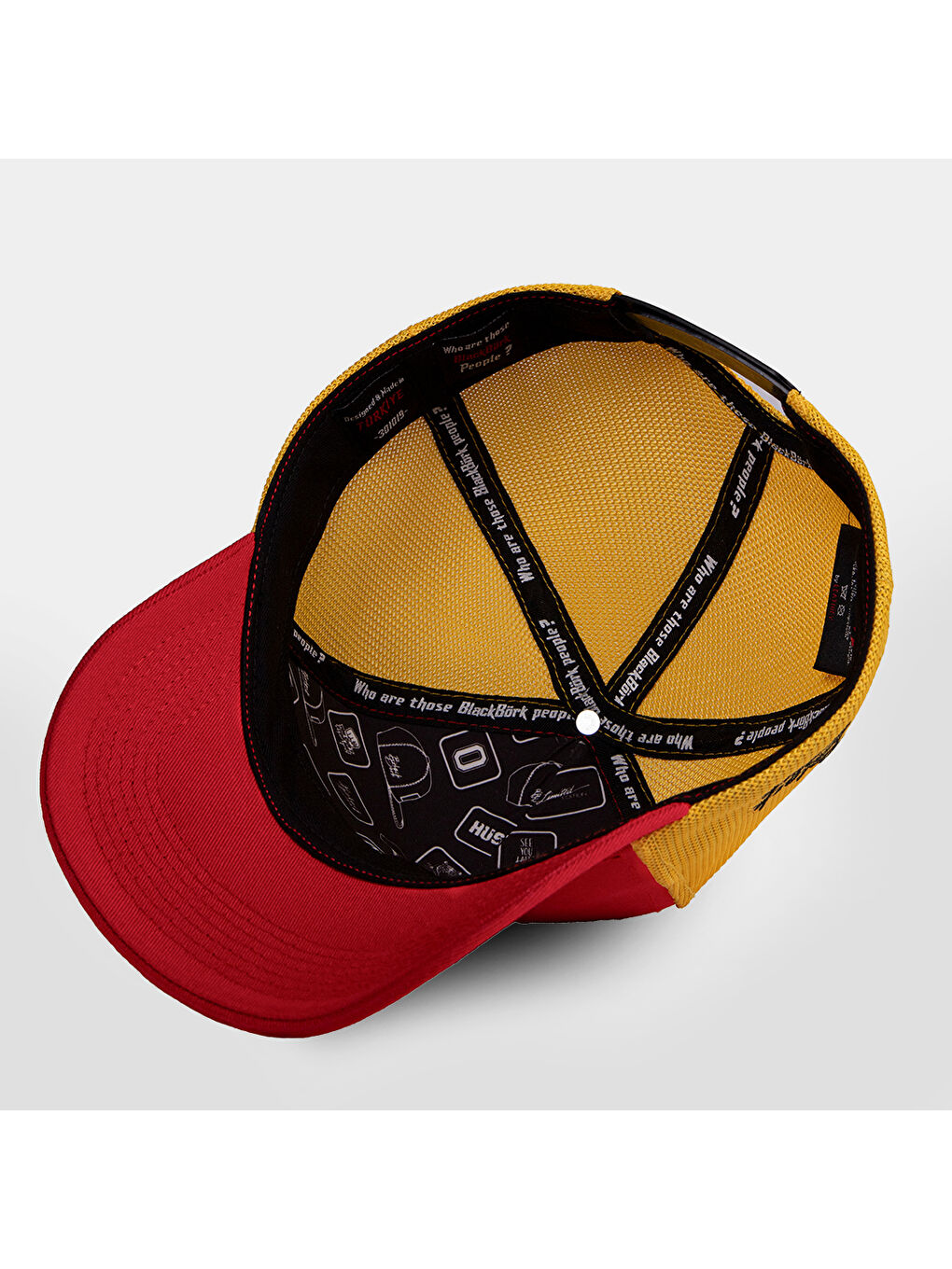 Gri V1 Trucker El Patron - 1 Kod Logolu Unisex Kırmızı - Sarı Fileli Şapka (Cap)-2