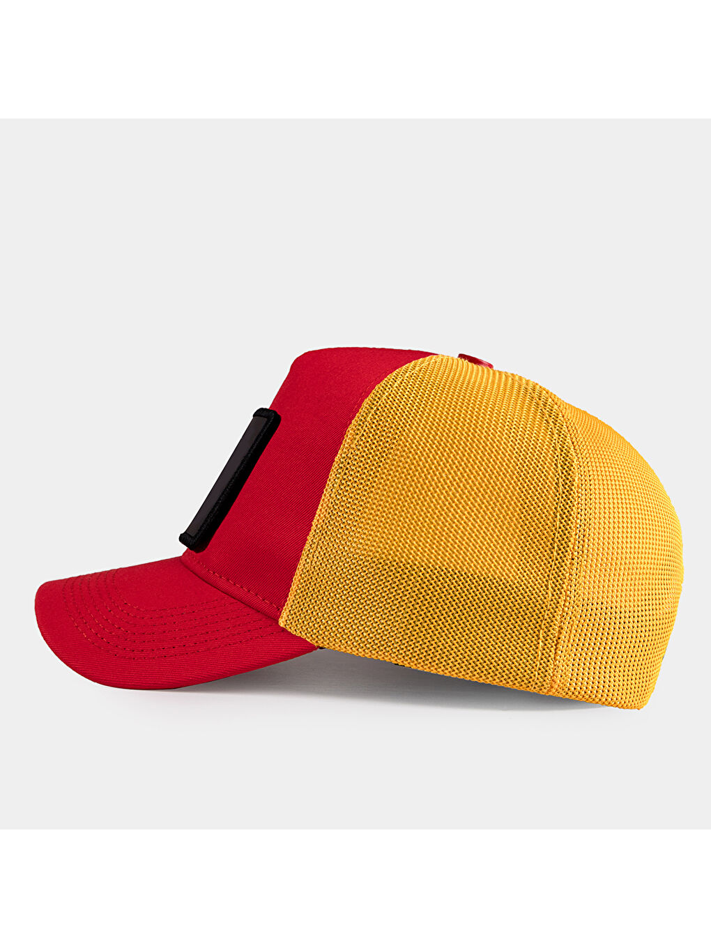Gri V1 Trucker El Patron - 1 Kod Logolu Unisex Kırmızı - Sarı Fileli Şapka (Cap)-3