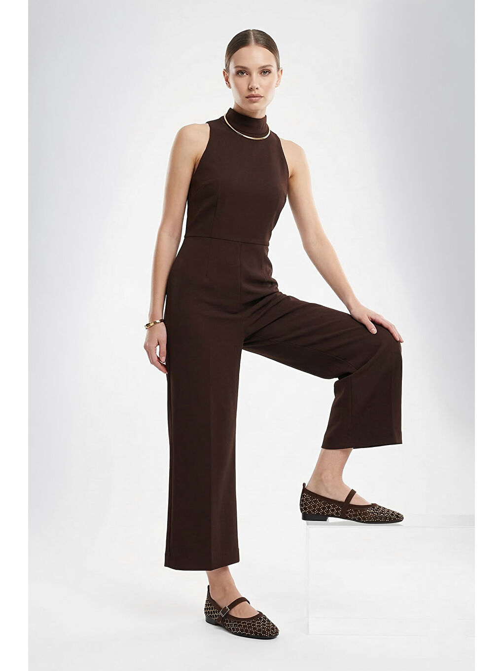 Kahverengi Kadın AÇIK KAHVERENGİ Taşlı Mary Jane Babet-2