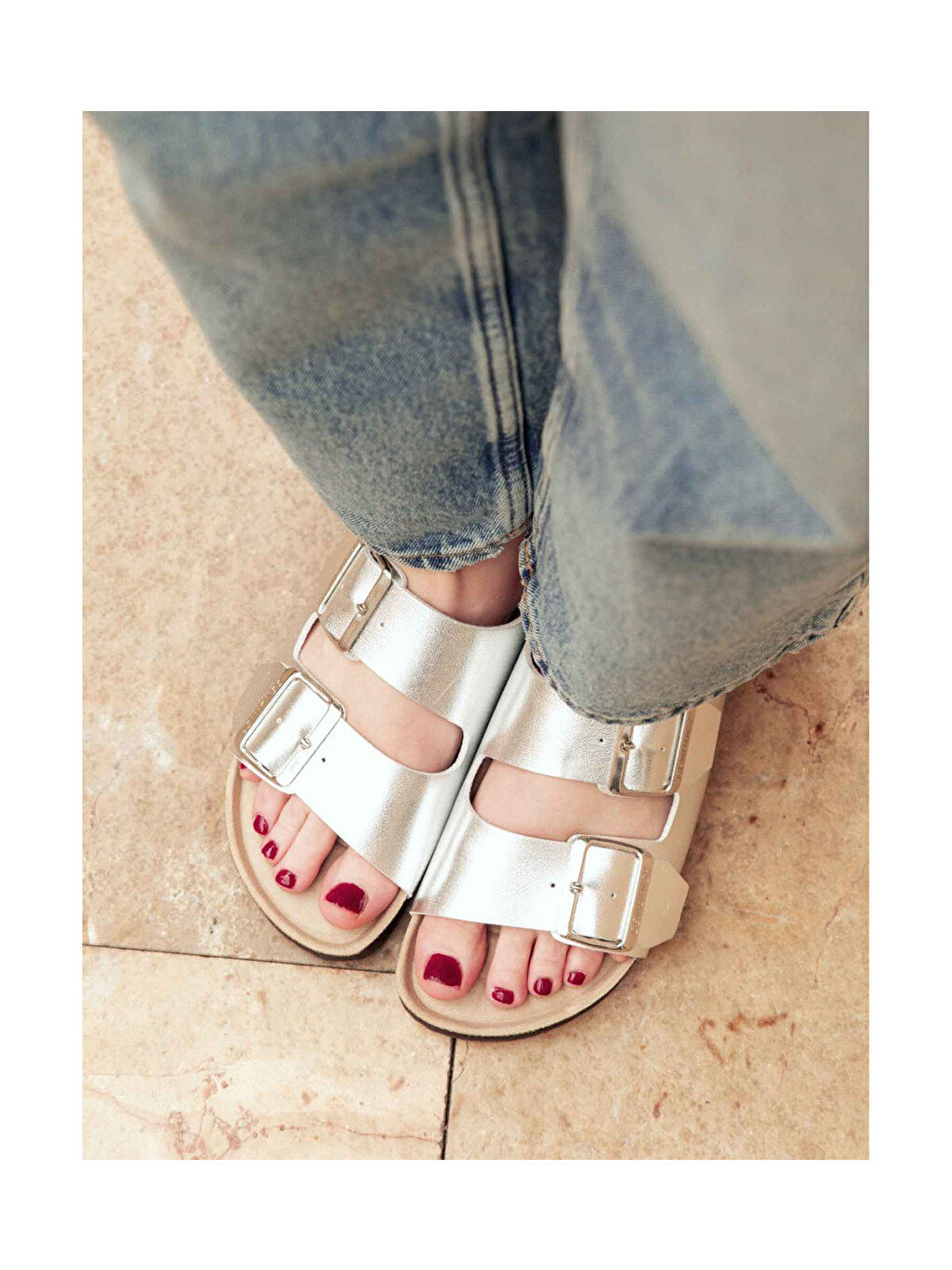 Gri Kadın Terlik HONOLULU G105672 Shiny Silver-1