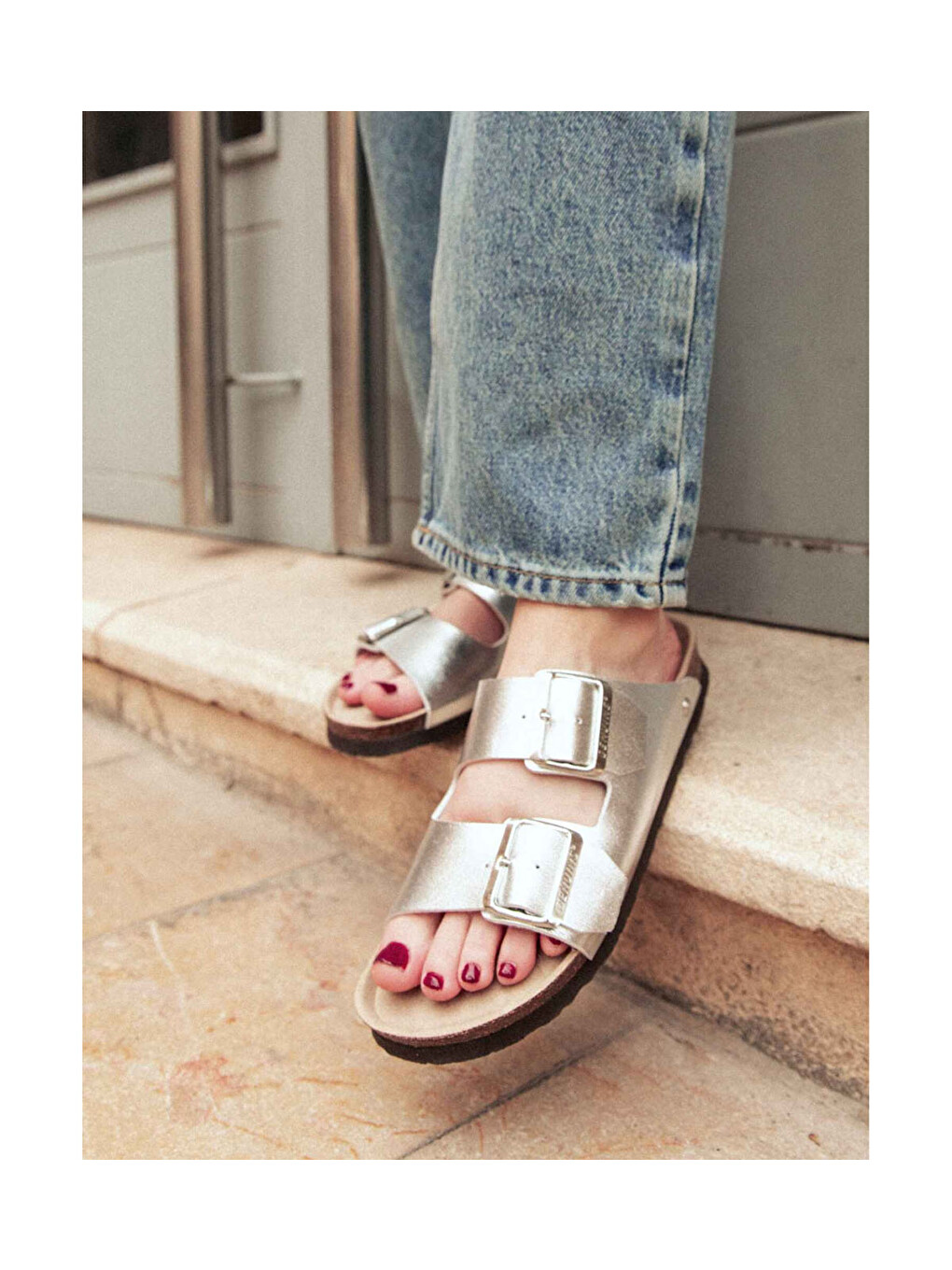 Gri Kadın Terlik HONOLULU G105672 Shiny Silver-2