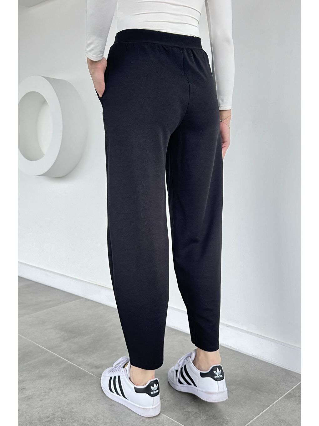 Siyah Kadın Cepli Havuç Pantolon-2