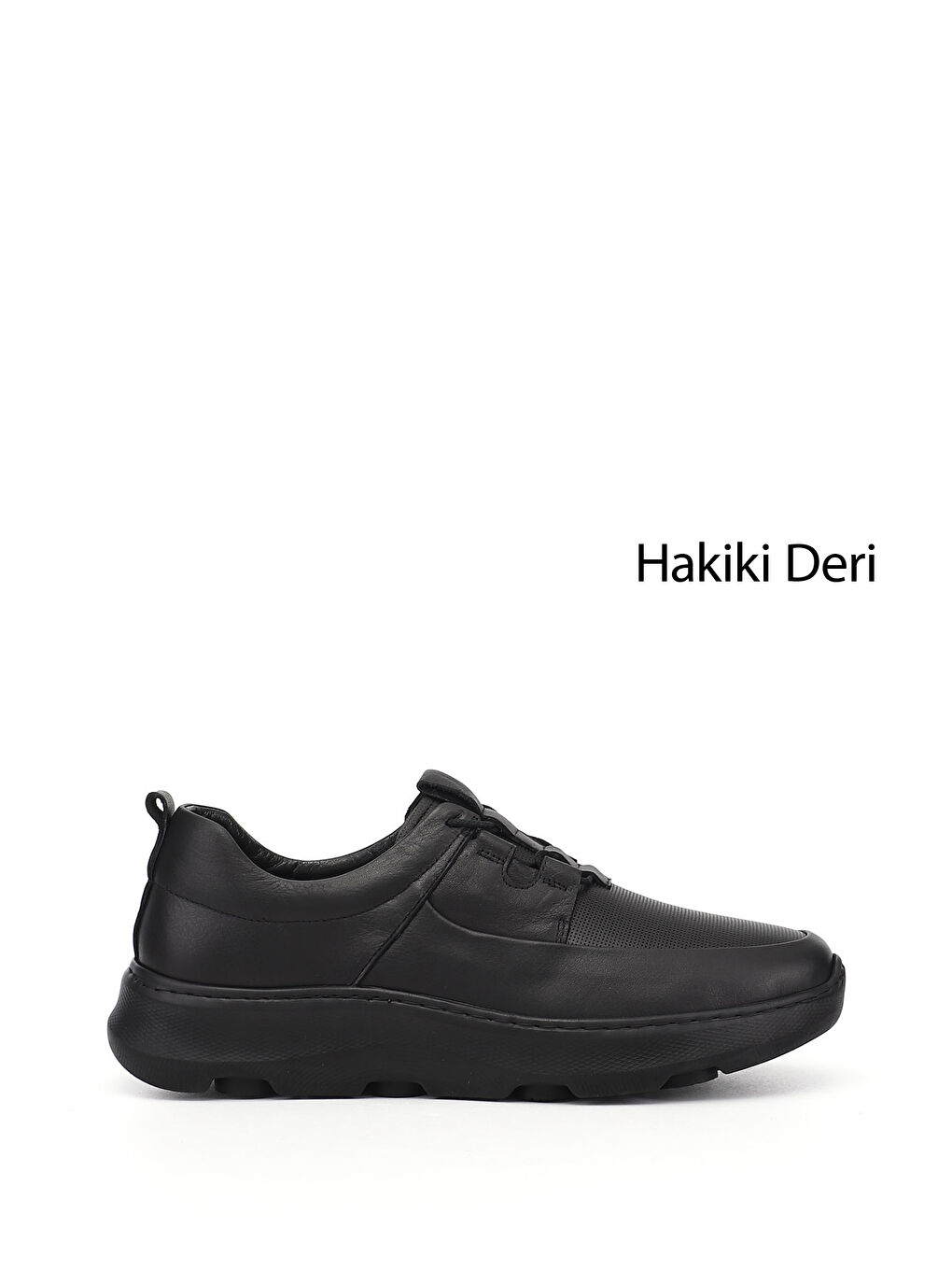 Siyah Erkek SİYAH Bağcıklı Hakiki Deri Comfort Sneaker