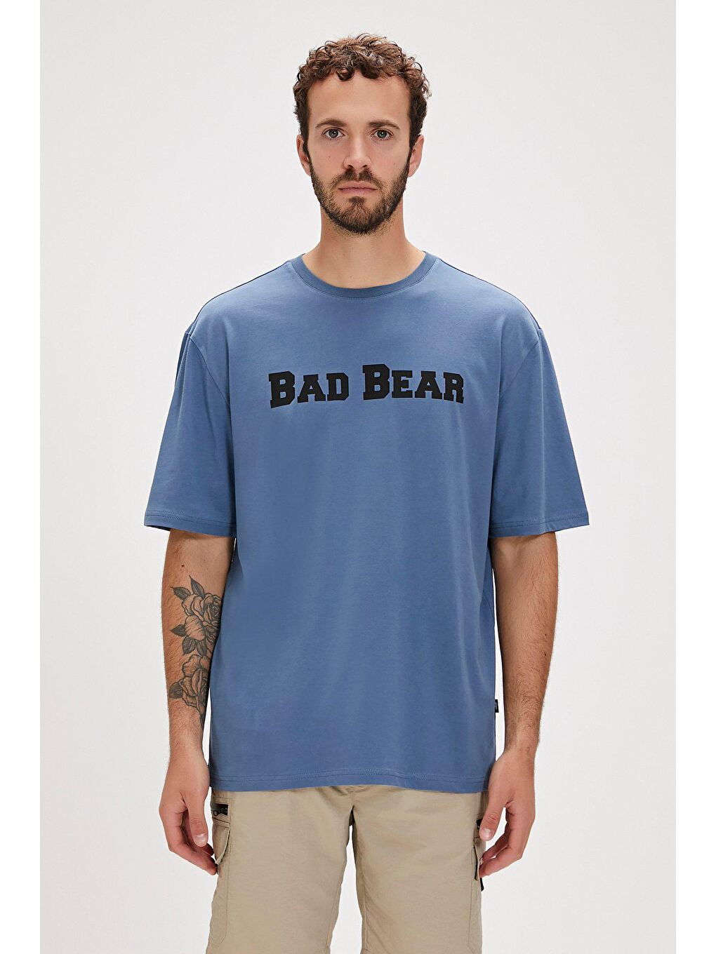 Bad Bear Title Element Mavi Logo Baskılı Basic Erkek Tişört