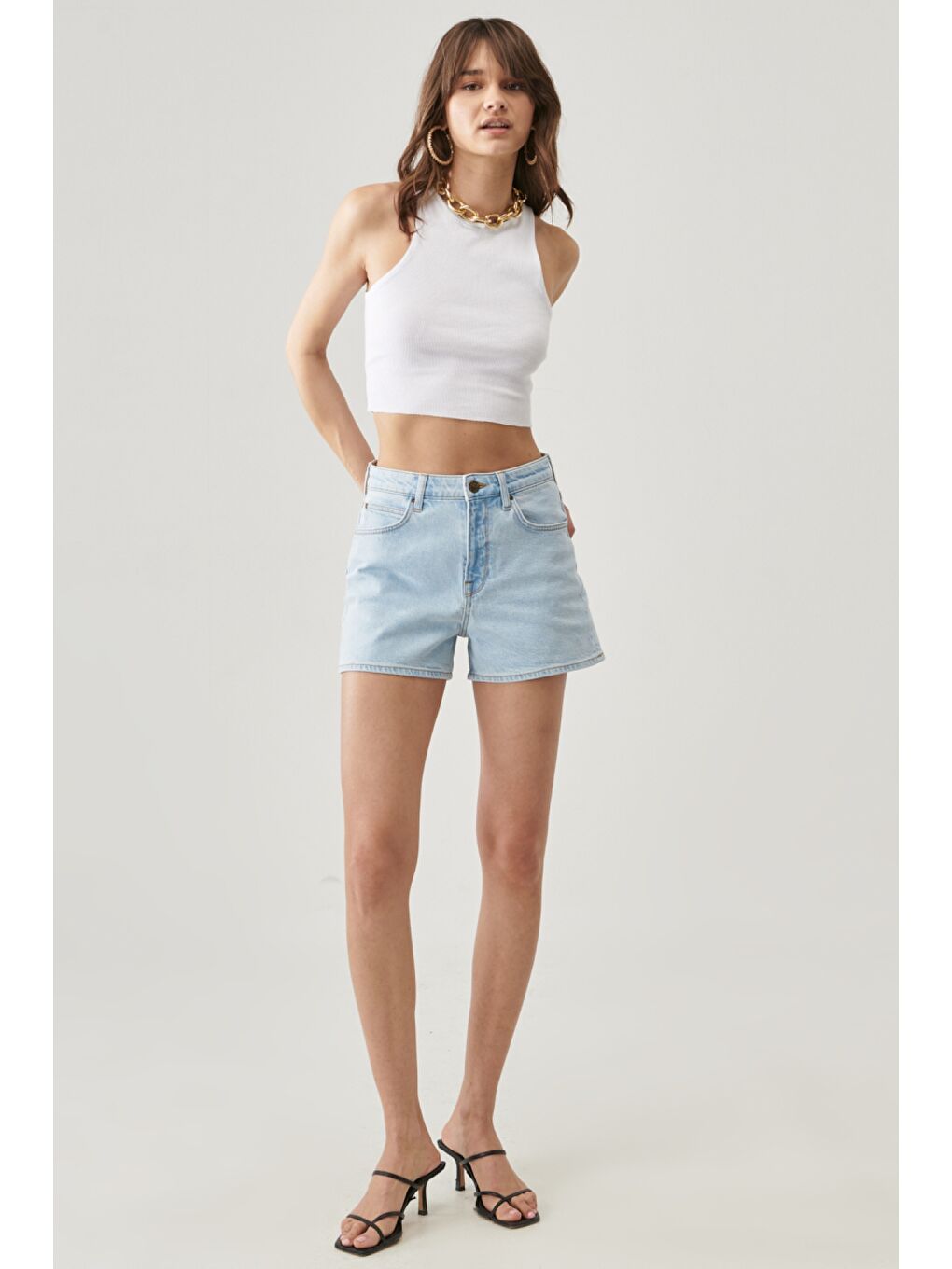 Yeşil Carol Regular Fit Normal Kesim Esnek Jean Şort