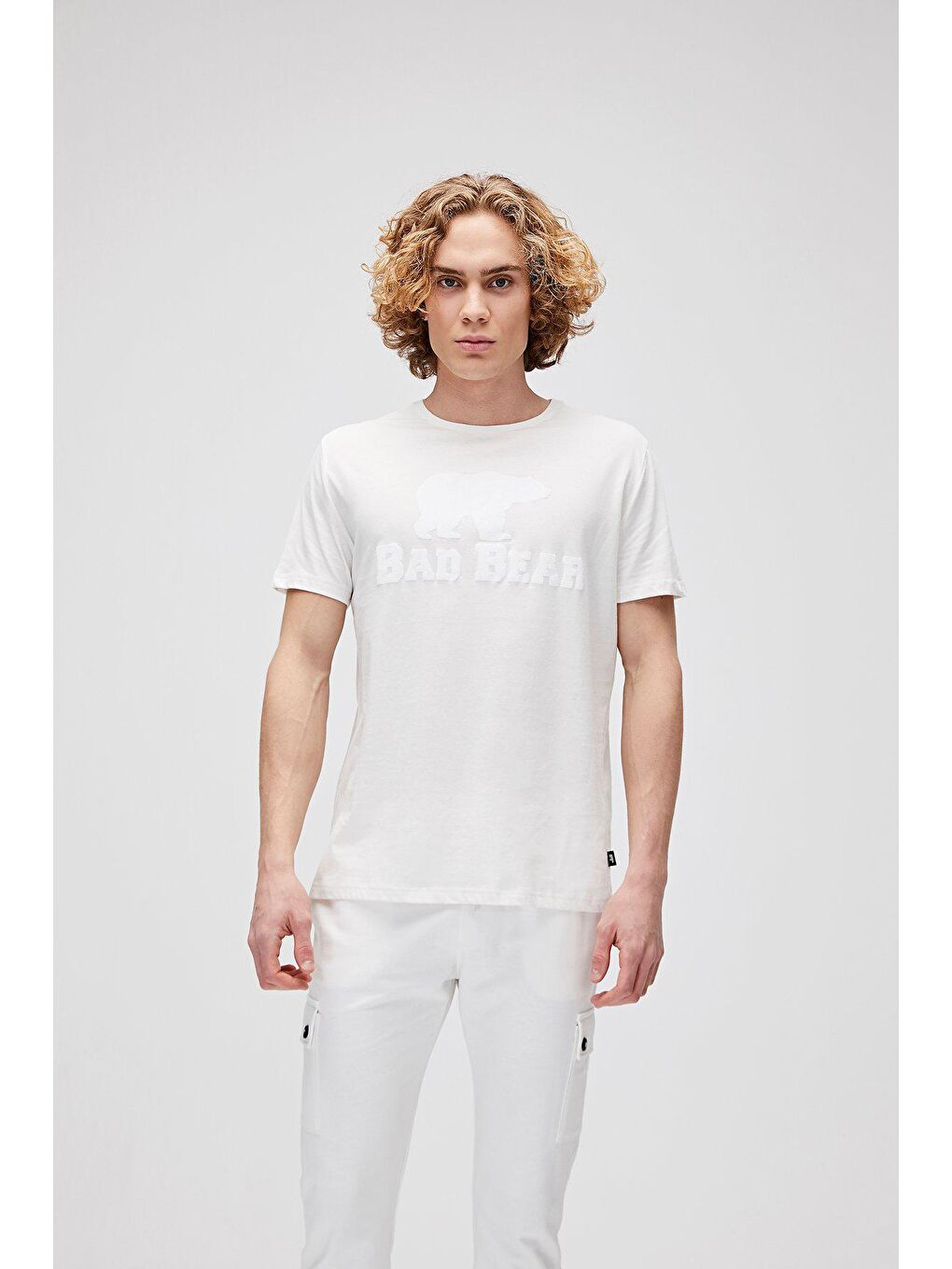 Bear Tee Tişört Snow White Beyaz Baskılı Erkek Tişört