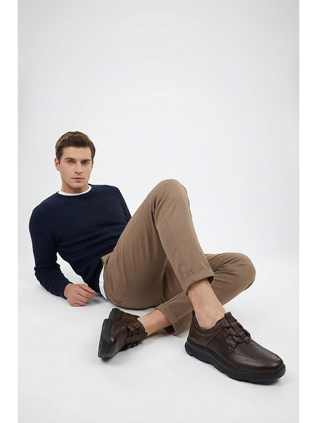 Kahverengi Erkek TÜTÜN KAHVE Bağcıklı Hakiki Deri Comfort Sneaker-2