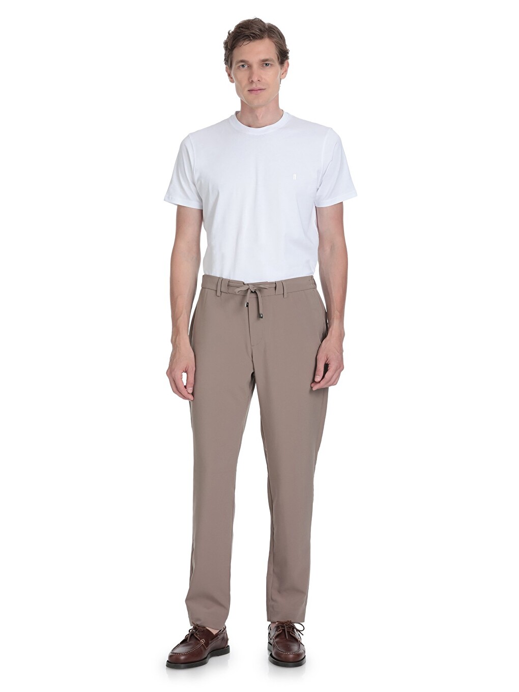 Bej Vizon Rahat Kesim Yandan Cepli Jogger Pantolon-1
