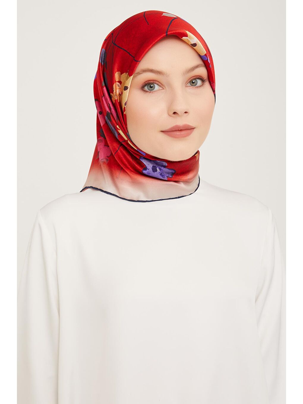 Kırmızı Twill İpek Eşarp 23Ka9048 36