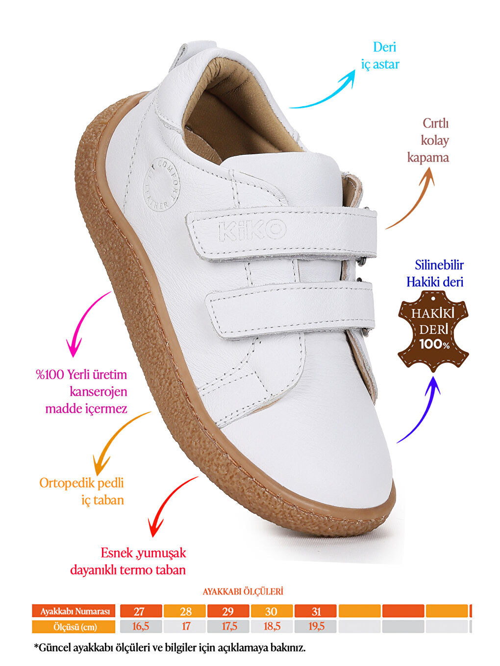 Beyaz Luqa %100 Deri Günlük Erkek Çocuk Spor Ayakkabı-1