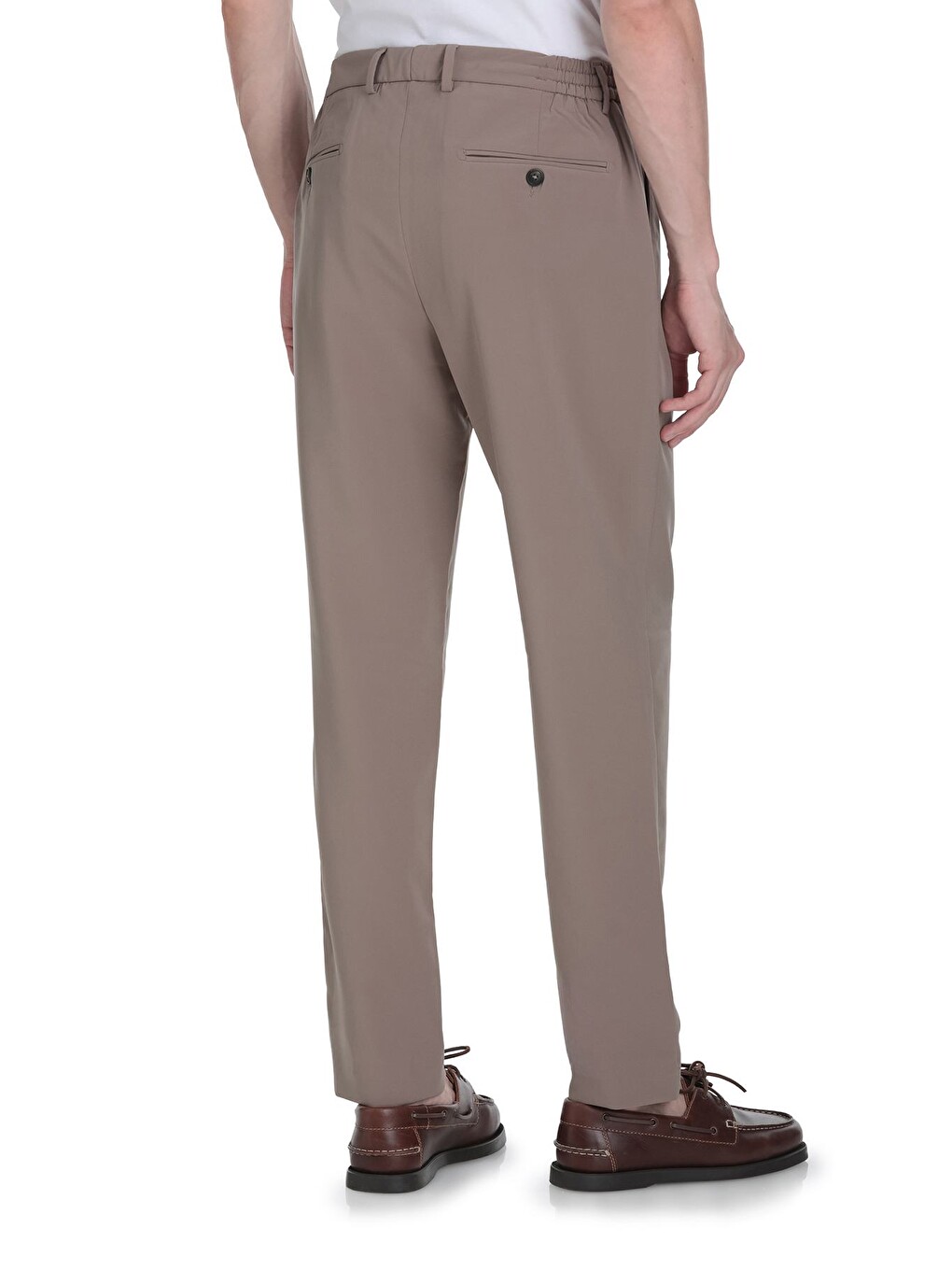 Bej Vizon Rahat Kesim Yandan Cepli Jogger Pantolon-4