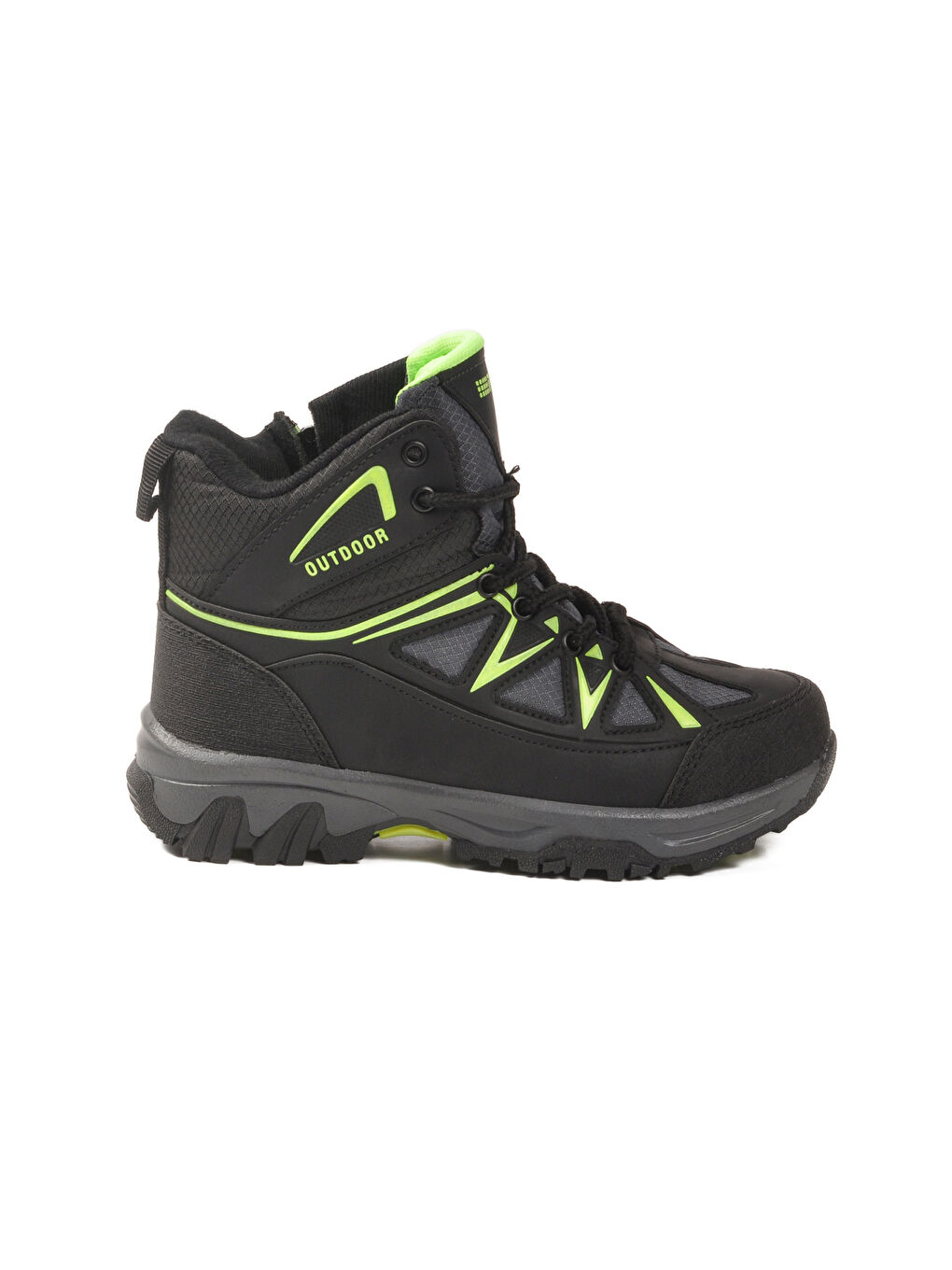 Siyah Gri Polarlı Kaymaz Unisex Çocuk Outdoor Bot 2301 F-1