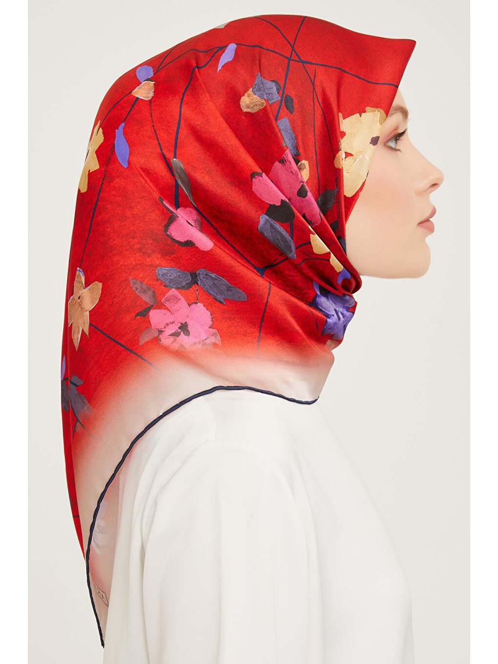 Kırmızı Twill İpek Eşarp 23Ka9048 36-1