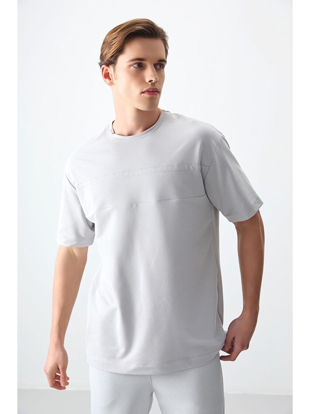 AIR JONES Taş Pamuklu Kalın Yumuşak Dokulu Oversize Fit Basic Erkek T-Shirt - 88378 - 3