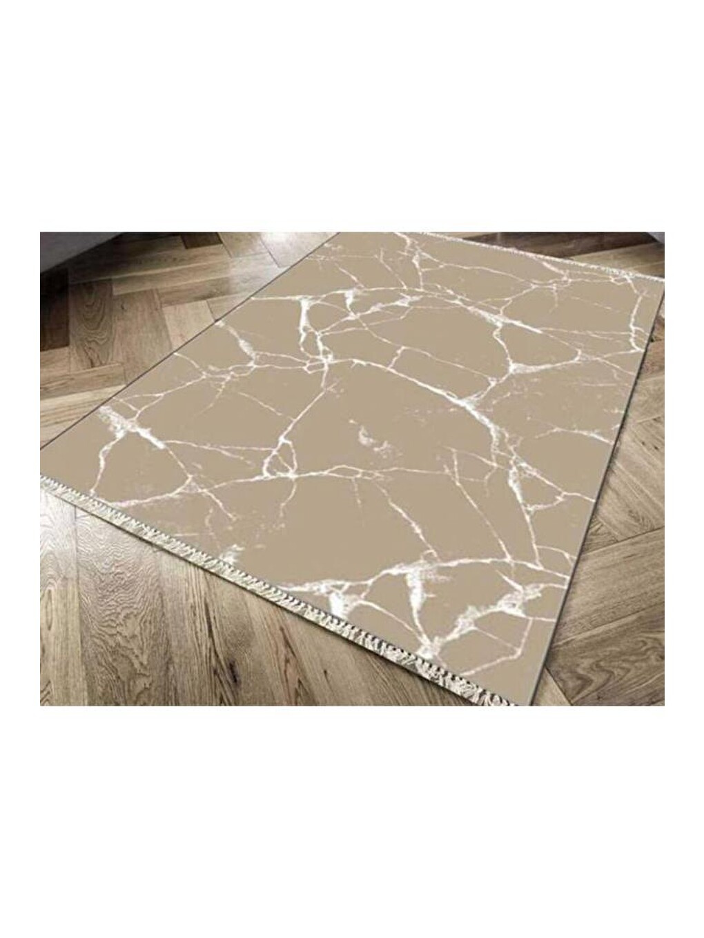 Kaymaz Taban Dijital Baskı Kadife Halı Crack Wall Bej 150x220 Cm-3