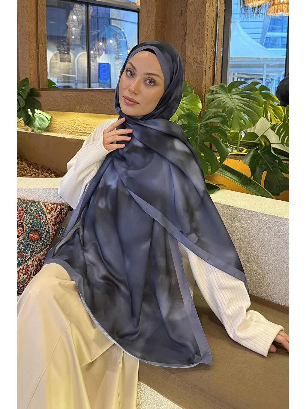 Batik Desen Soft Şal Antrasit-1