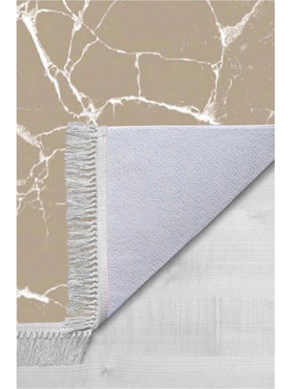 Kaymaz Taban Dijital Baskı Kadife Halı Crack Wall Bej 150x220 Cm-4