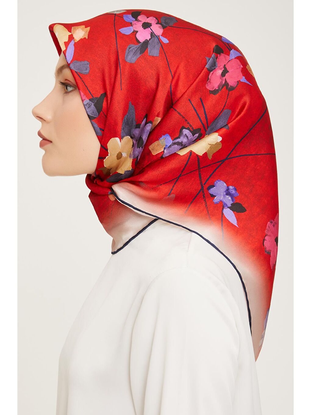 Kırmızı Twill İpek Eşarp 23Ka9048 36-2