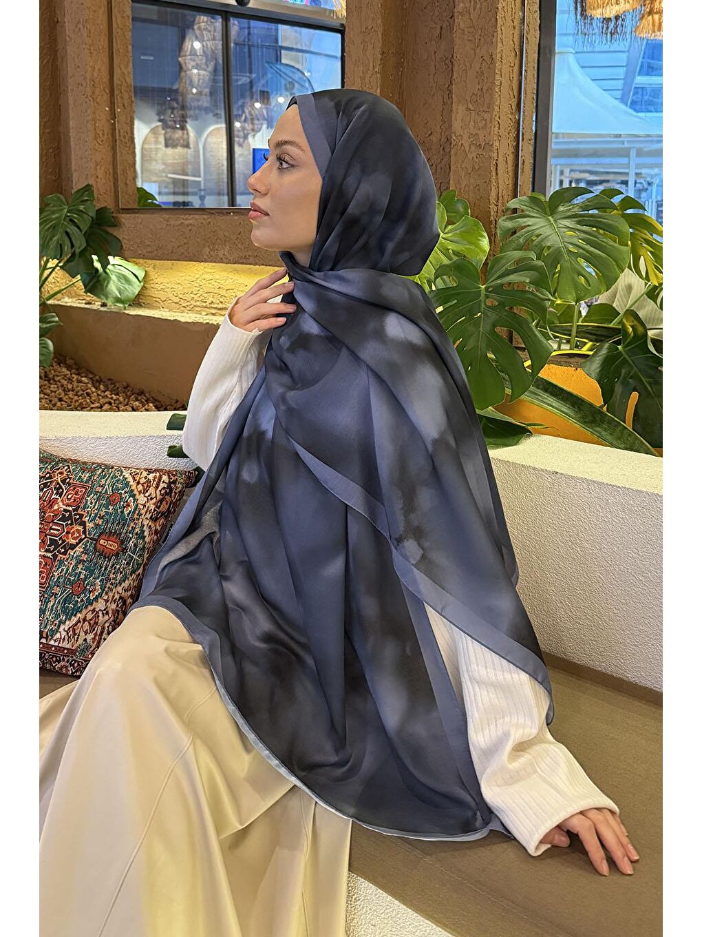 Batik Desen Soft Şal Antrasit-3