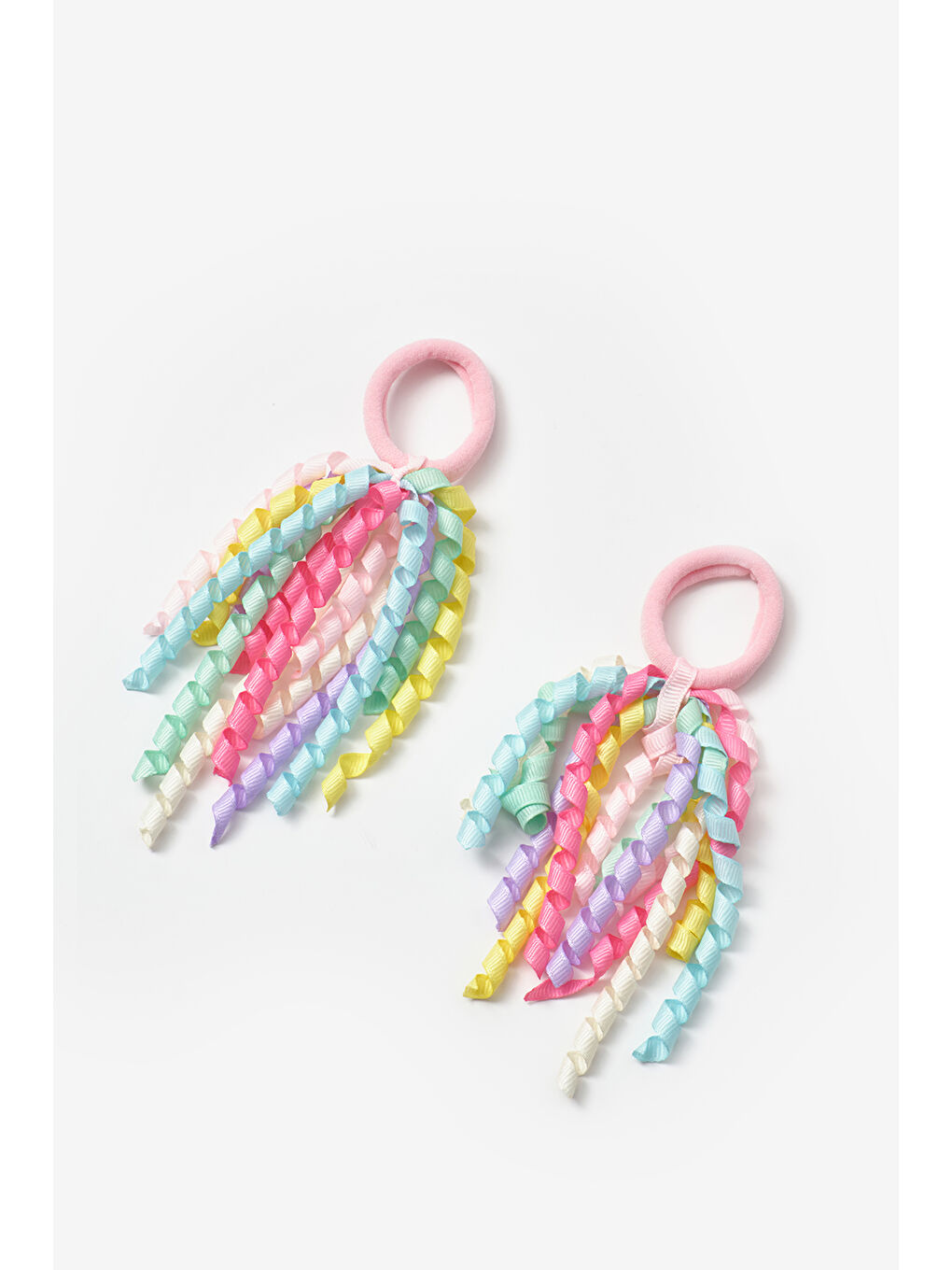 Karışık Çok Renkli Burgulu Sallanatılı Kız Çocuk 2'li Lastik Toka