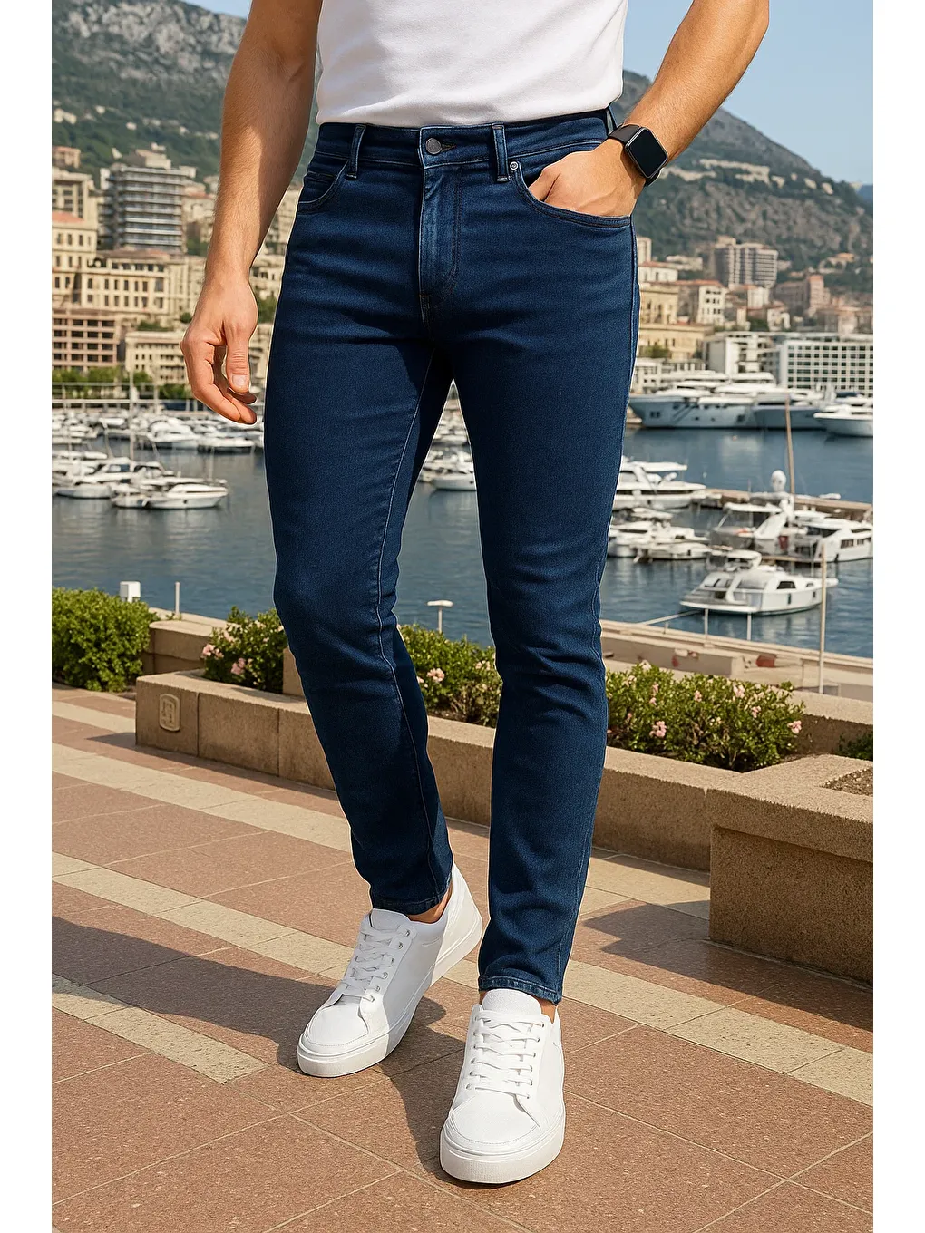 Erkek Premium Comfort Lacivert Jeans Pantolon