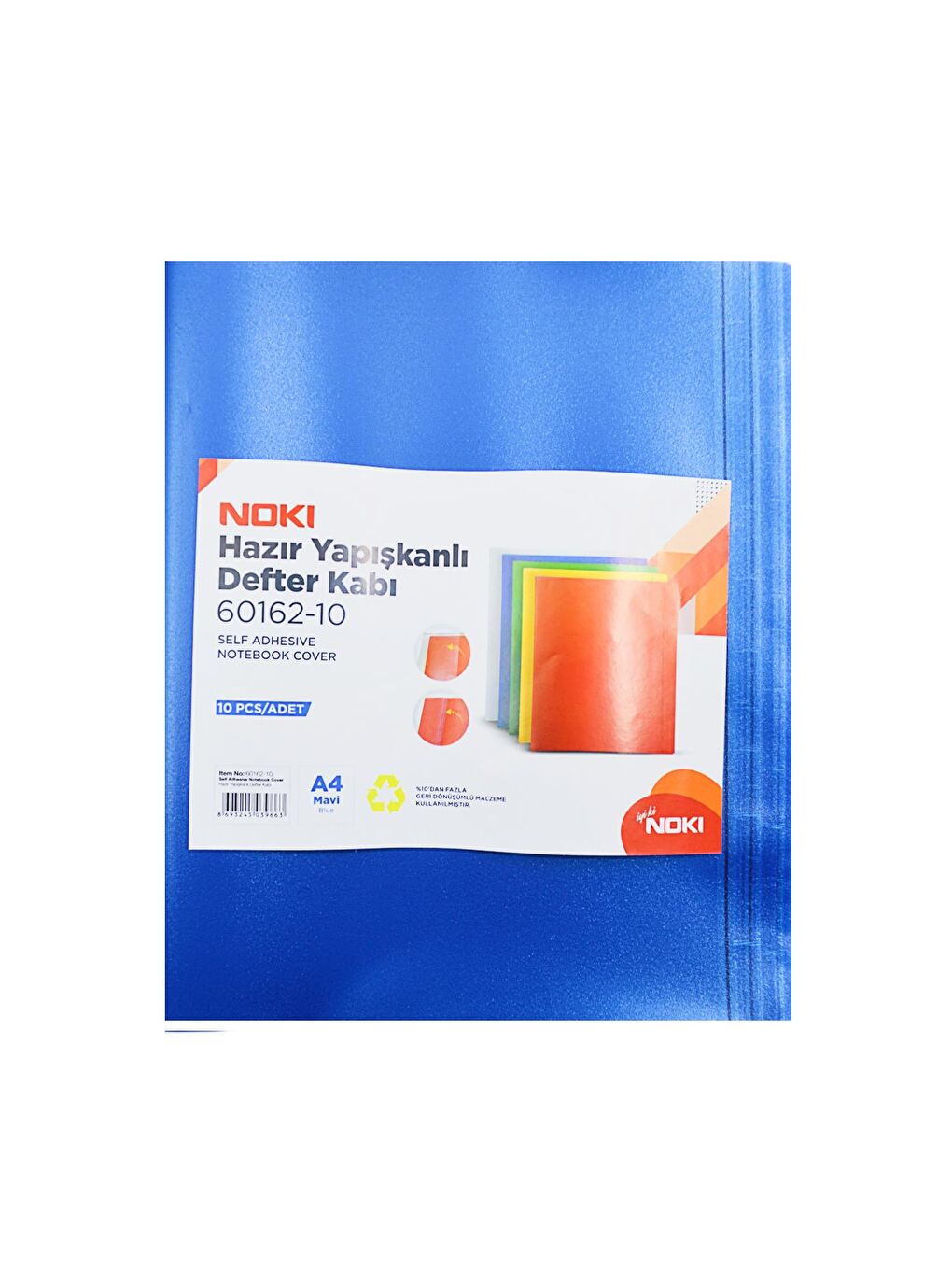 Noki Hazır Yapışkanlı Defter Kabı A4 10lu Mavi 60162-10