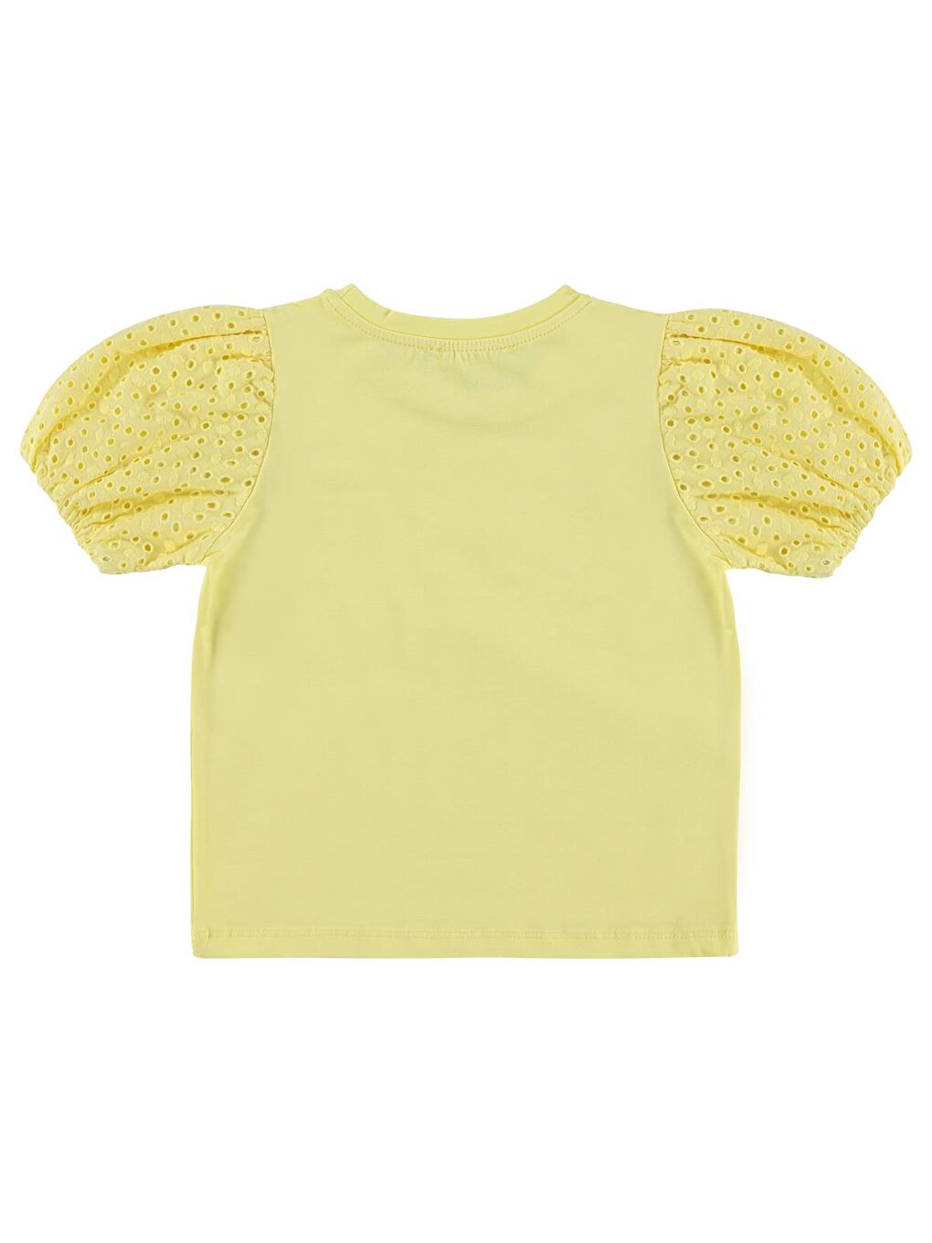 Girls Kız Çocuk Dantel Balon Kol 2-5 Yaş Tişört - Sarı-1
