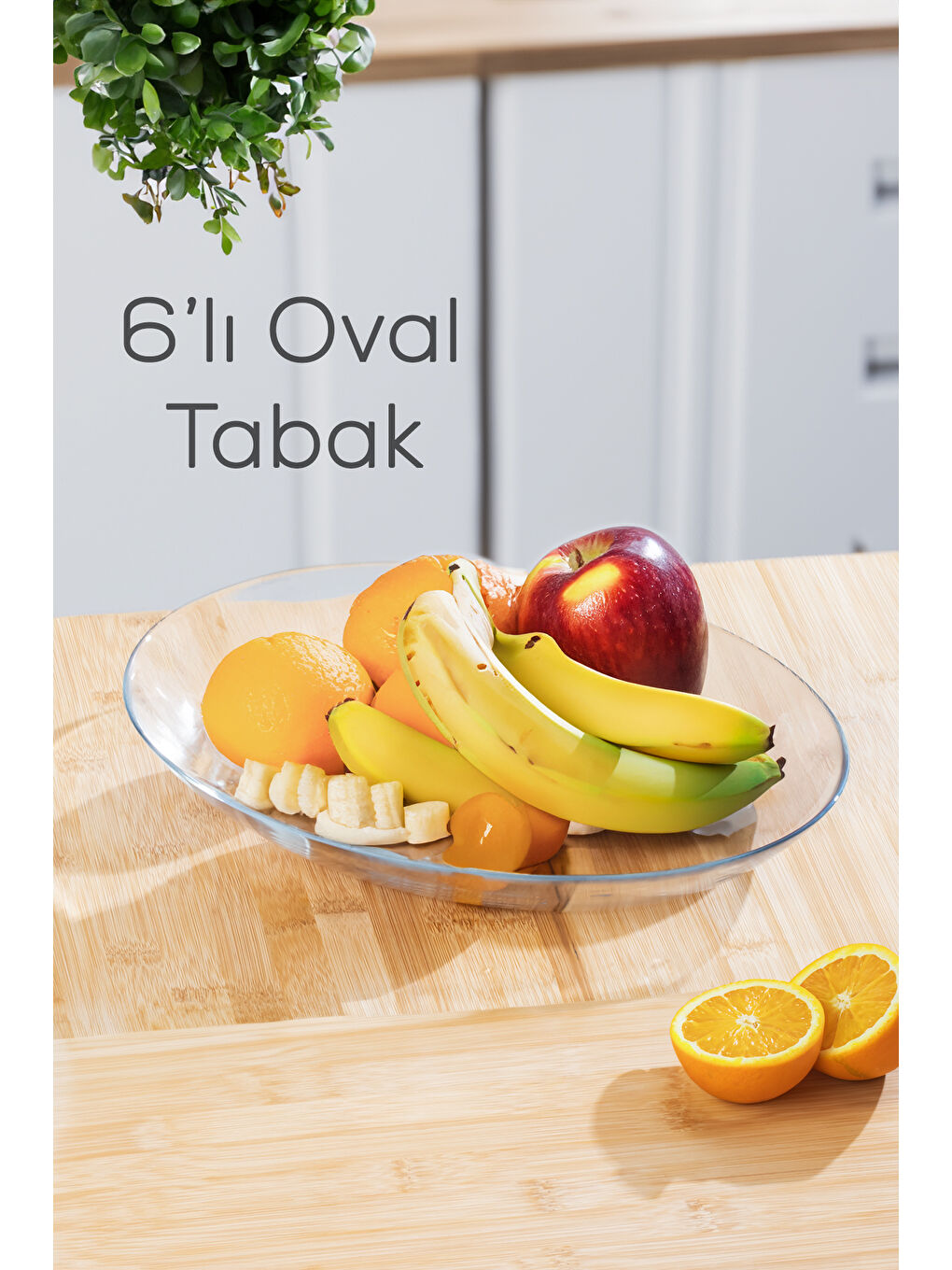 Renksiz Paşabahçe 10336 6lı Oval Servis Tabak Seti - Şeffaf Cam Sunum Tabakları 25x33 cm-1