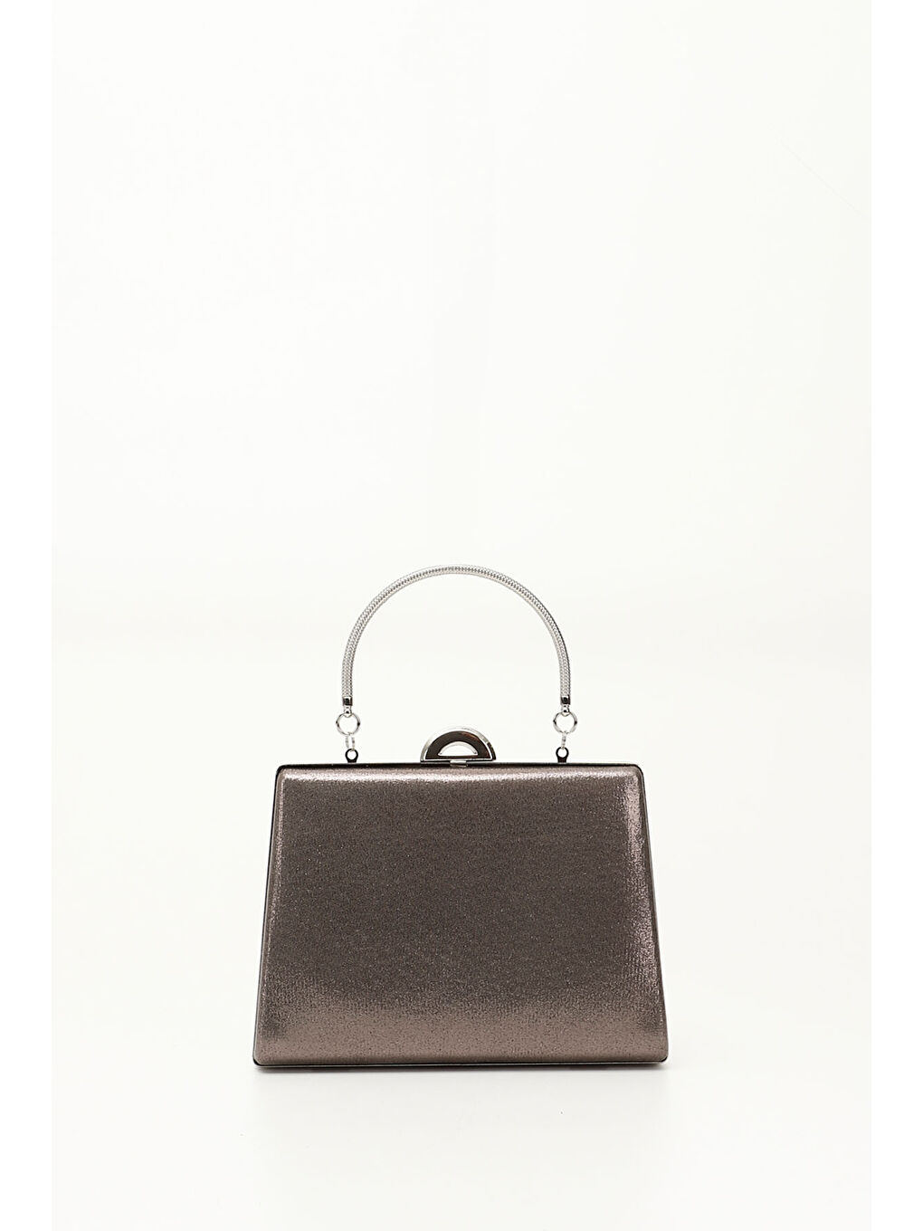 Gri Kadın GÜMÜŞ Taşlı Uzun Zincirli El Ve Omuz Askılı Abiye Çanta-2