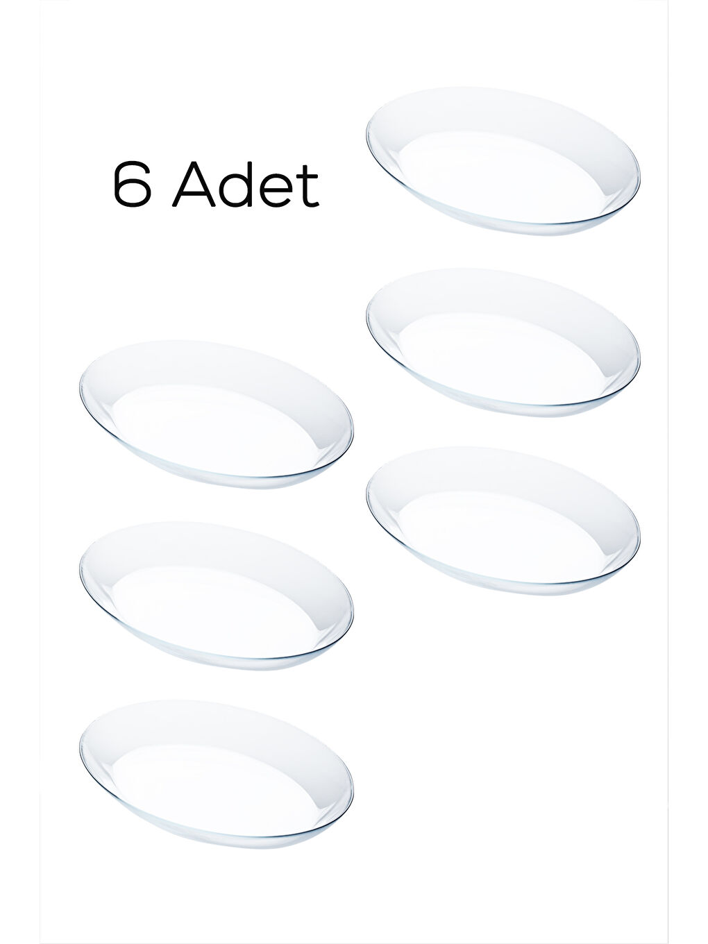 Renksiz Paşabahçe 10336 6lı Oval Servis Tabak Seti - Şeffaf Cam Sunum Tabakları 25x33 cm-2
