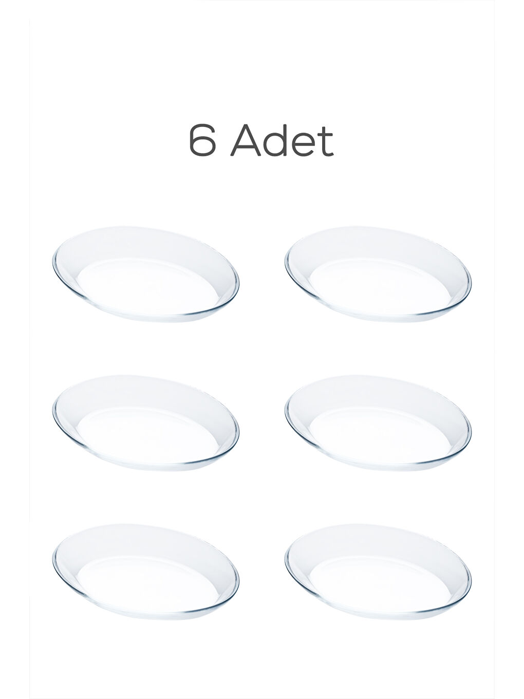 Renksiz 10356 6lı Oval Servis Tabak Seti - Şeffaf Cam Sunum Tabakları 17x13 cm