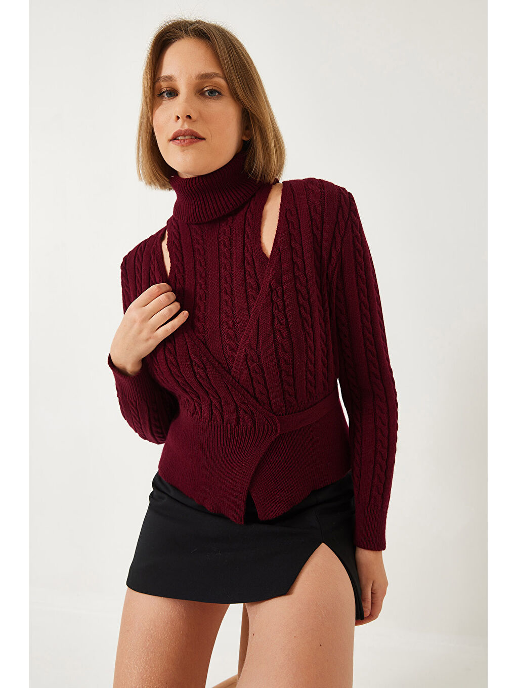 Bordo Kadın Triko İkili Takım-2