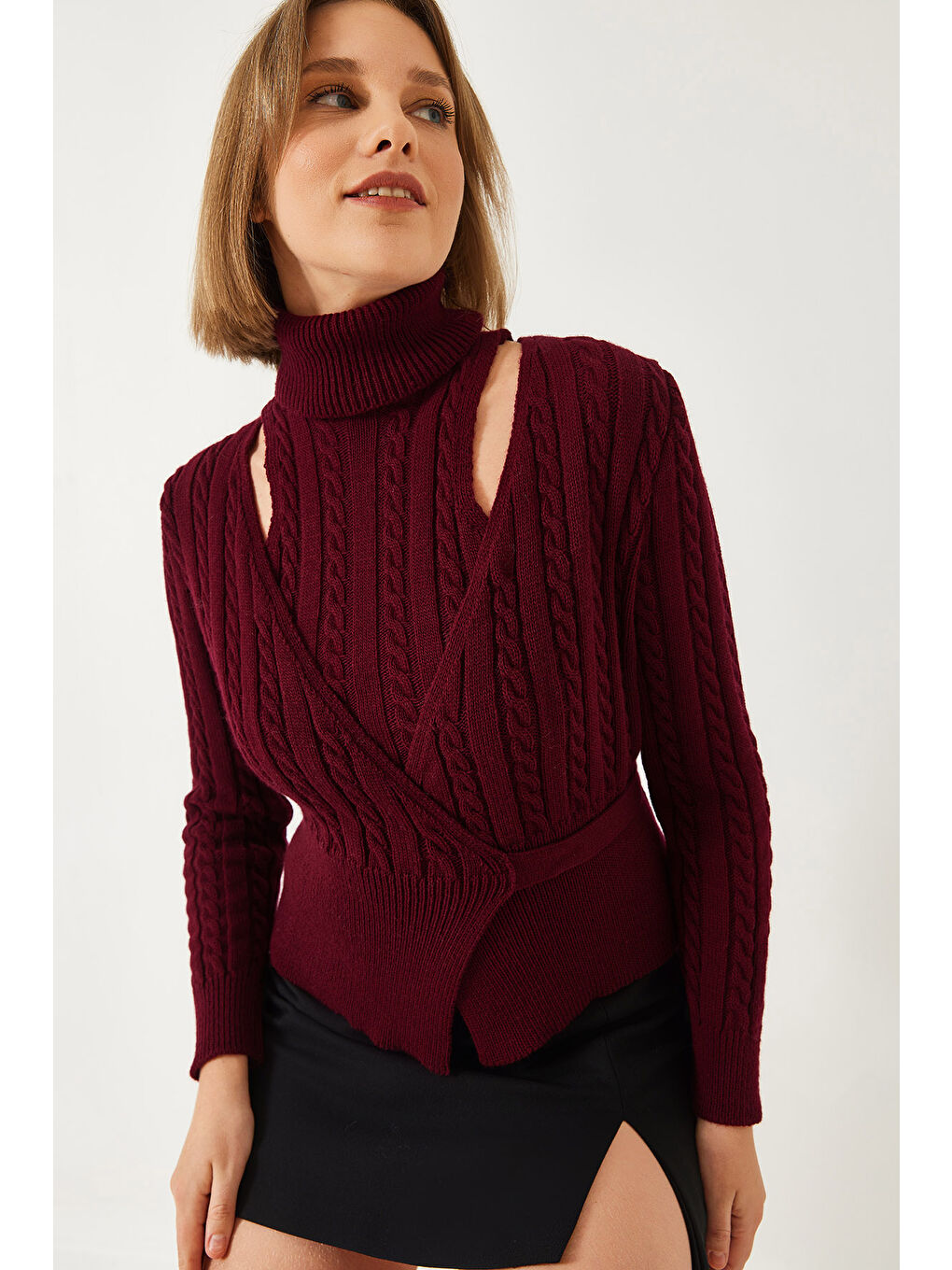 Bordo Kadın Triko İkili Takım-3