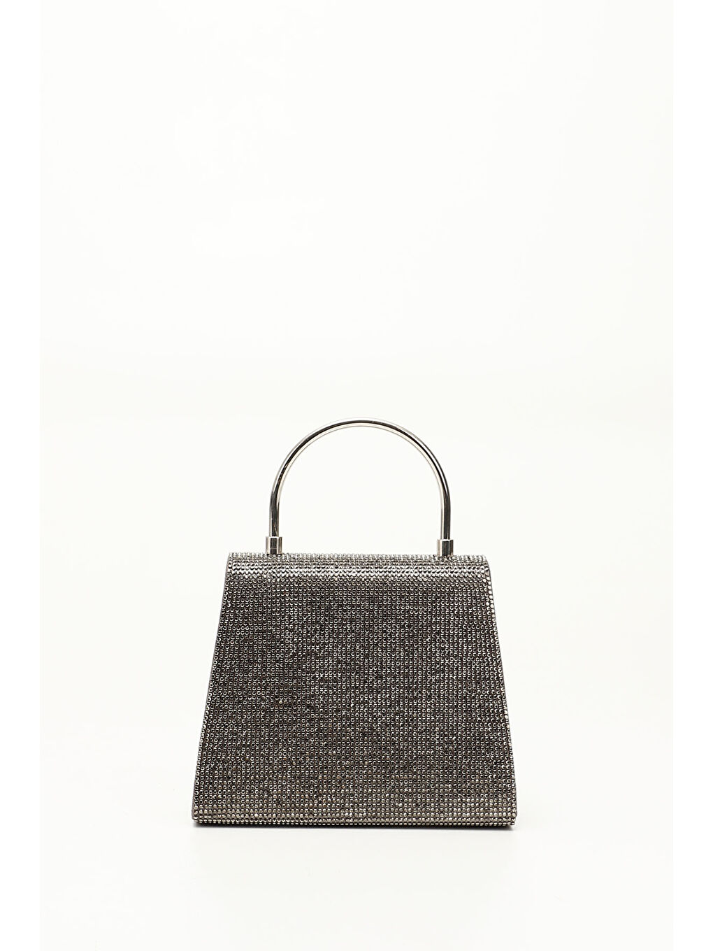 Gri Kadın GÜMÜŞ Taşlı Uzun Zincirli El Ve Omuz Askılı Abiye Çanta-2