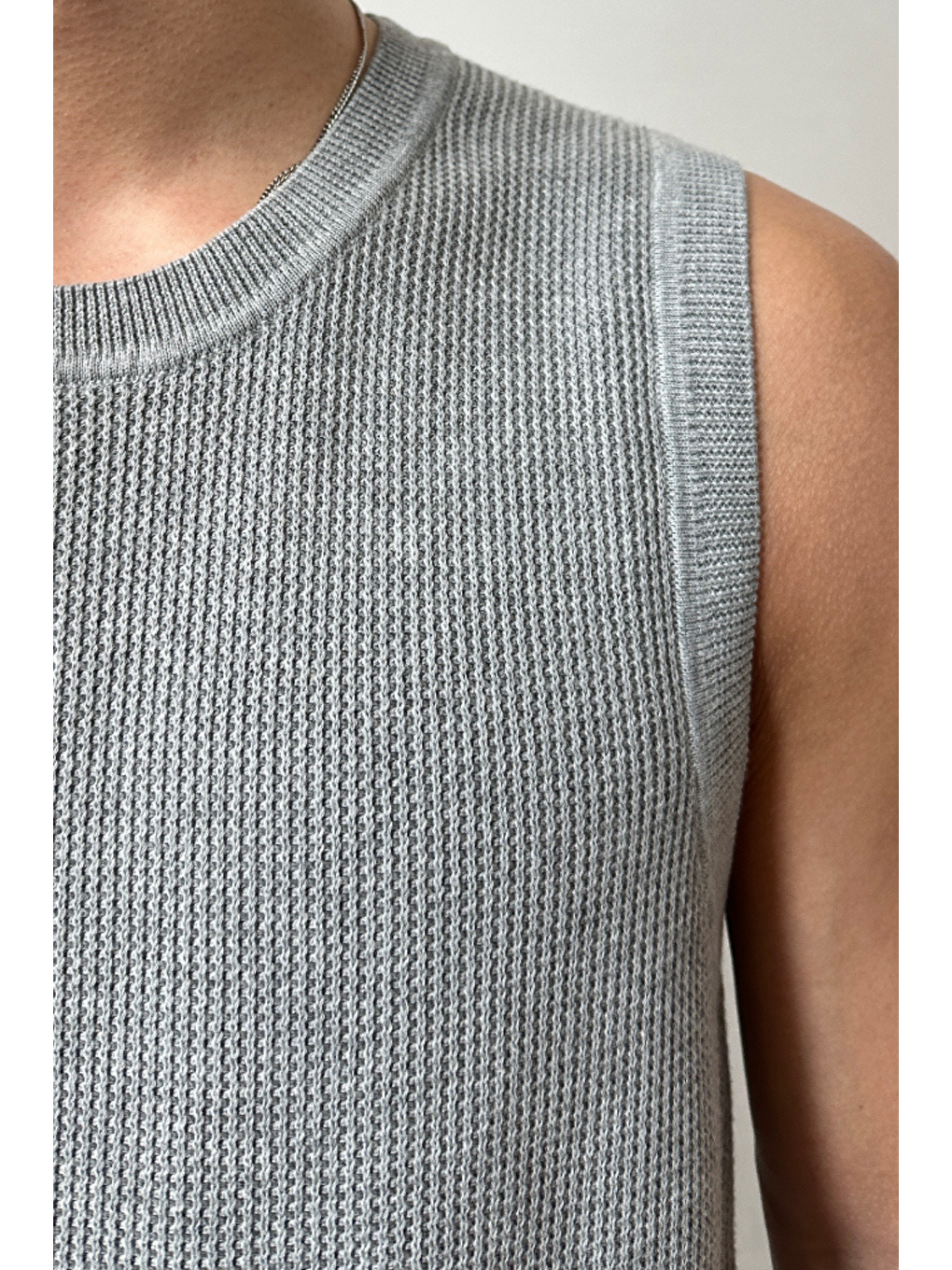 Gri Erkek Bisiklet Yaka Oversize Süveter-3