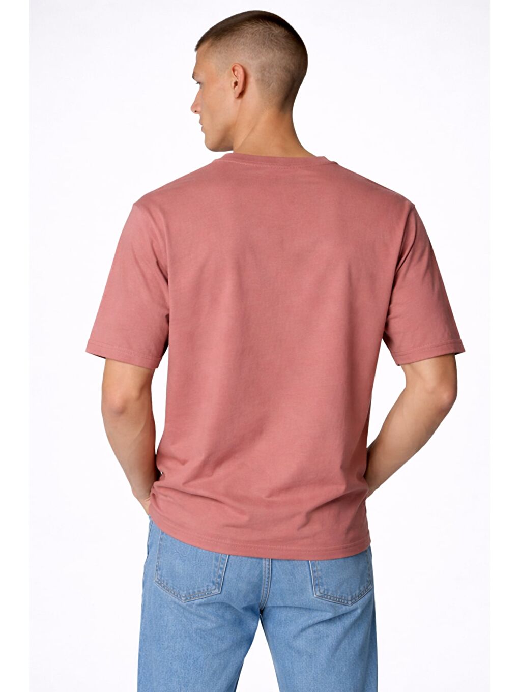 Pembe Giotelli Erkek Gül Kurusu Normal Kesim Regular Fit Baskılı Bisiklet Yaka Tişört-3