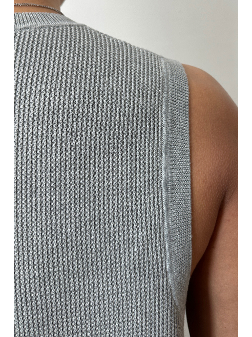 Gri Erkek Bisiklet Yaka Oversize Süveter-4