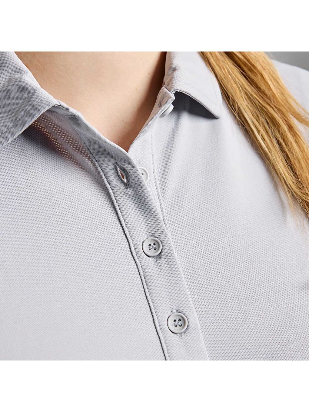 Ws Tech Pique Polo Kadın Gri Tişört-4