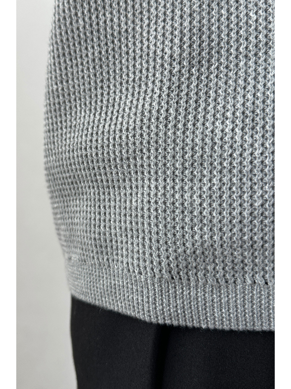 Gri Erkek Bisiklet Yaka Oversize Süveter-5