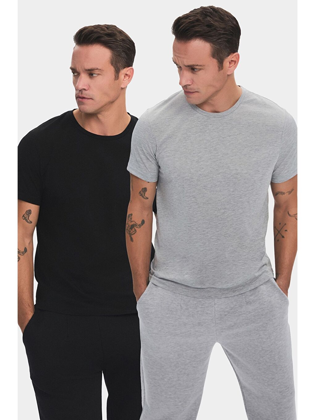 Siyah Erkek 2'li Regular Kalıp Tişört
