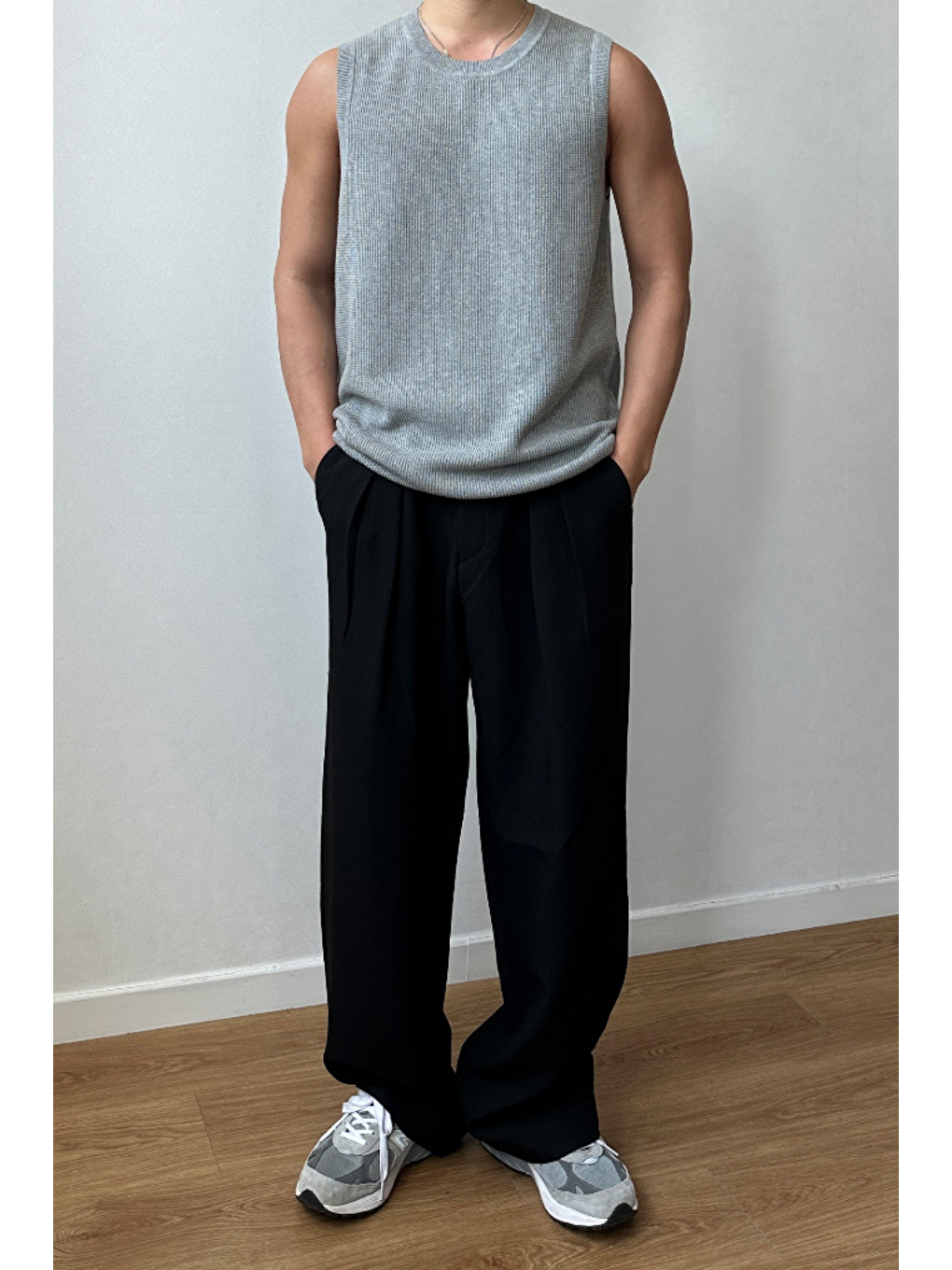 Gri Erkek Bisiklet Yaka Oversize Süveter-6