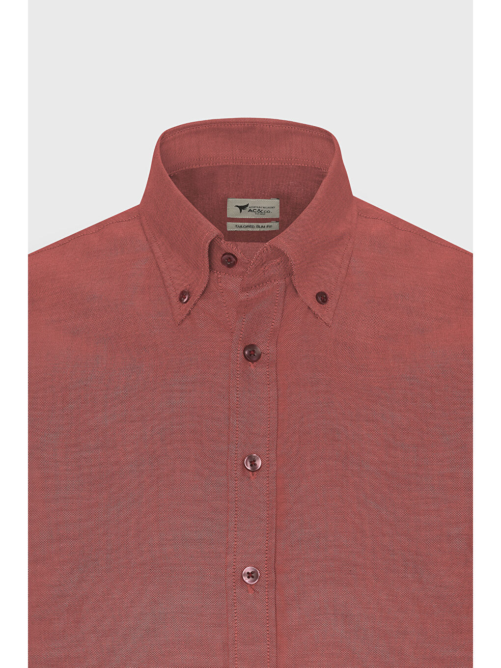 Erkek Bordo Tailored Slim Fit Dar Kesim Düğmeli Yaka Oxford Gömlek-6